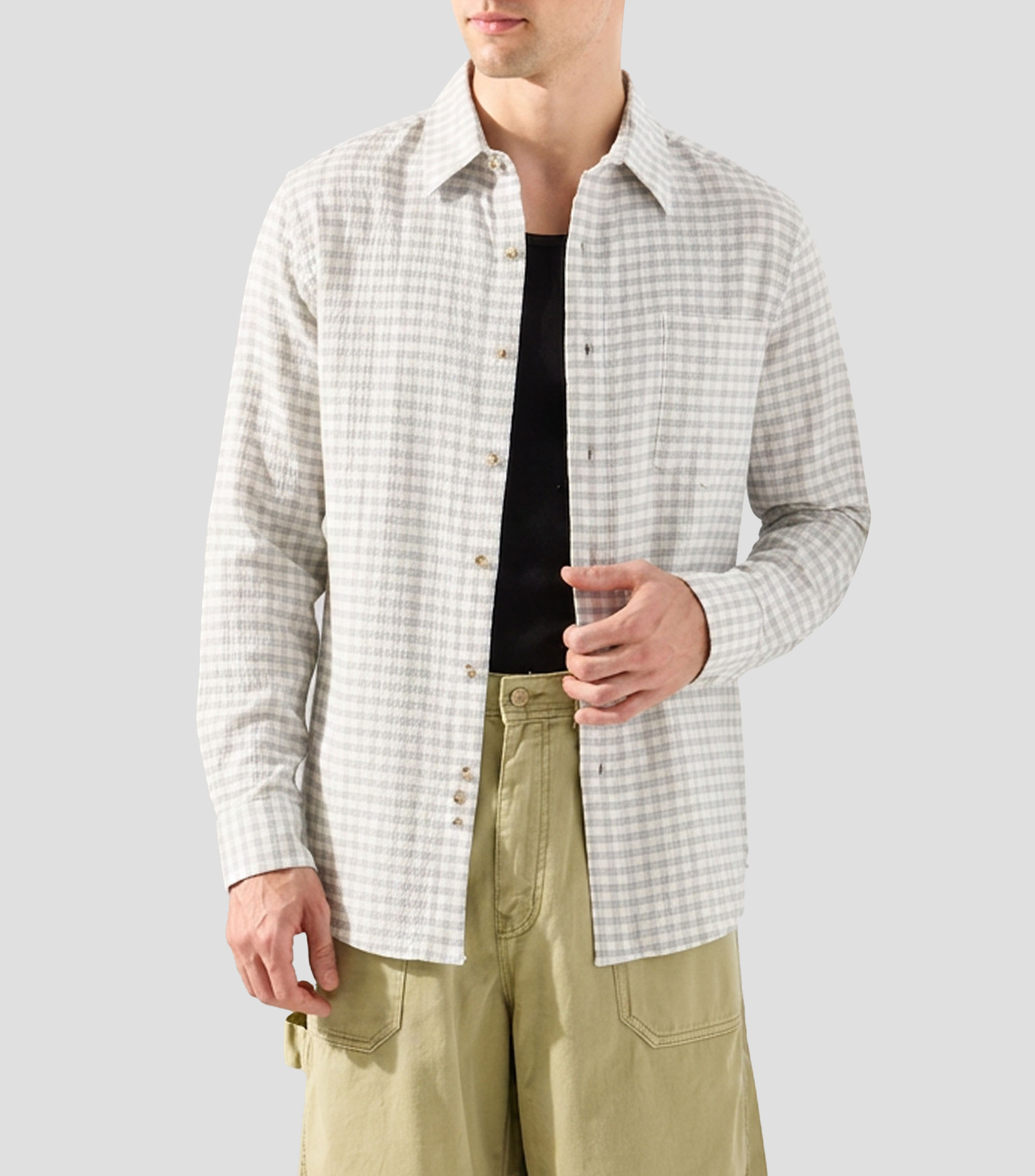 Camisa cuadros manga larga Hombre